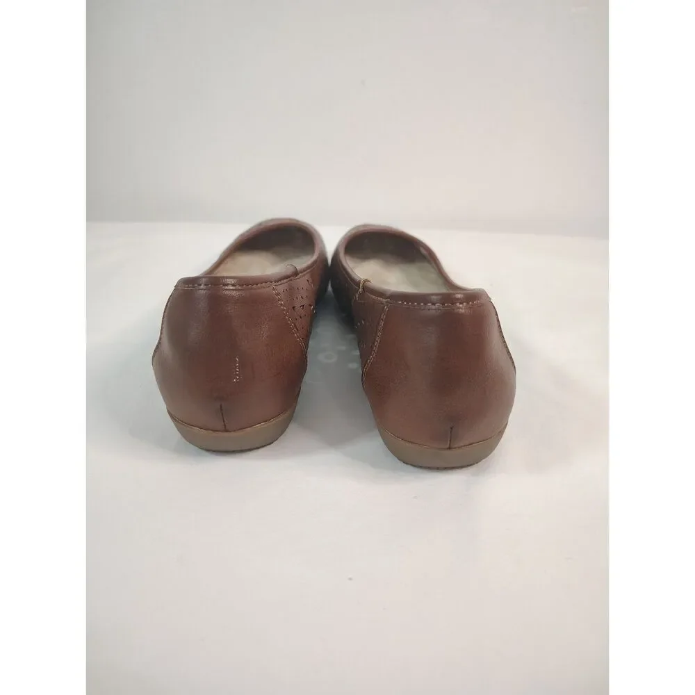 G.H. Bass Hazel Perforated Ballet Flat Brown Leather Casual Comfort Shoes 6M